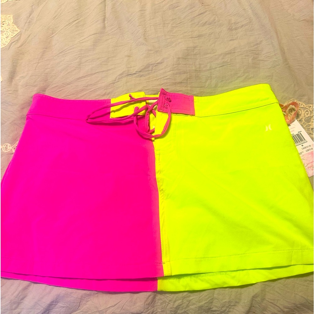LoveShackFancy Skirt/ Pink and Green Color Block/ Tight